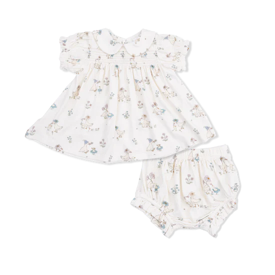 Flower Ducklings Smocked Dress with Bloomer