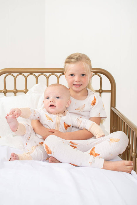 Classic Chickens Toddler/Youth Ribbed Cotton Pajama Set