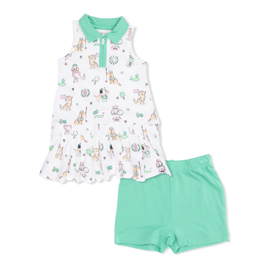 Country Club Dogs Pink Polo Tennis Dress with Shorts