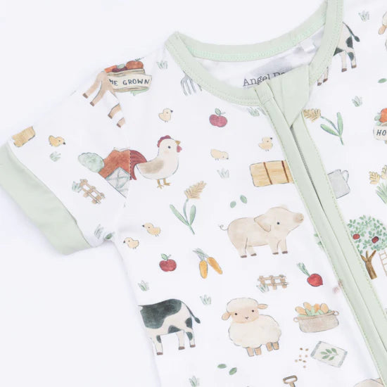 Cute Farm Animals Shortie 2 Way Zipper Romper