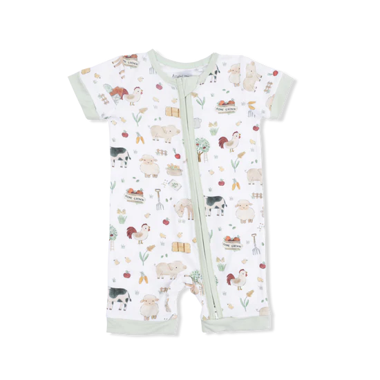 Cute Farm Animals Shortie 2 Way Zipper Romper