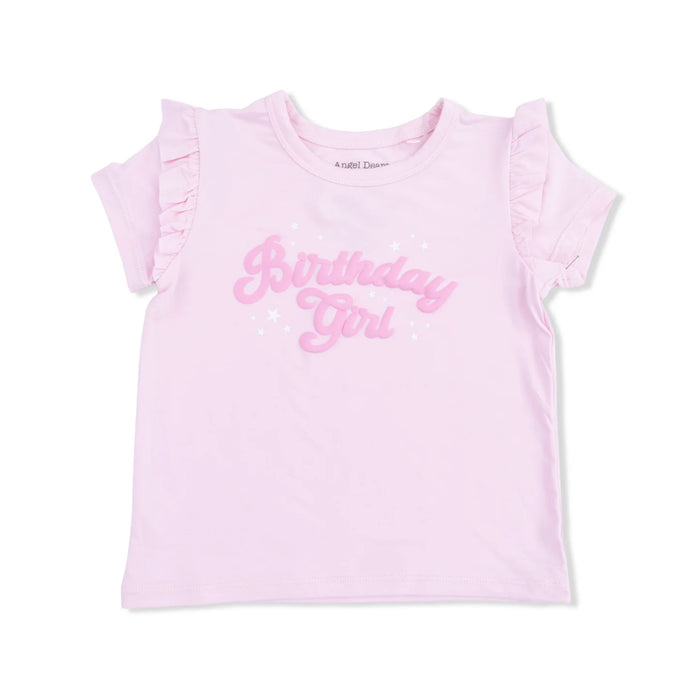 Pink 'Birthday Girl' Ruffle Tee