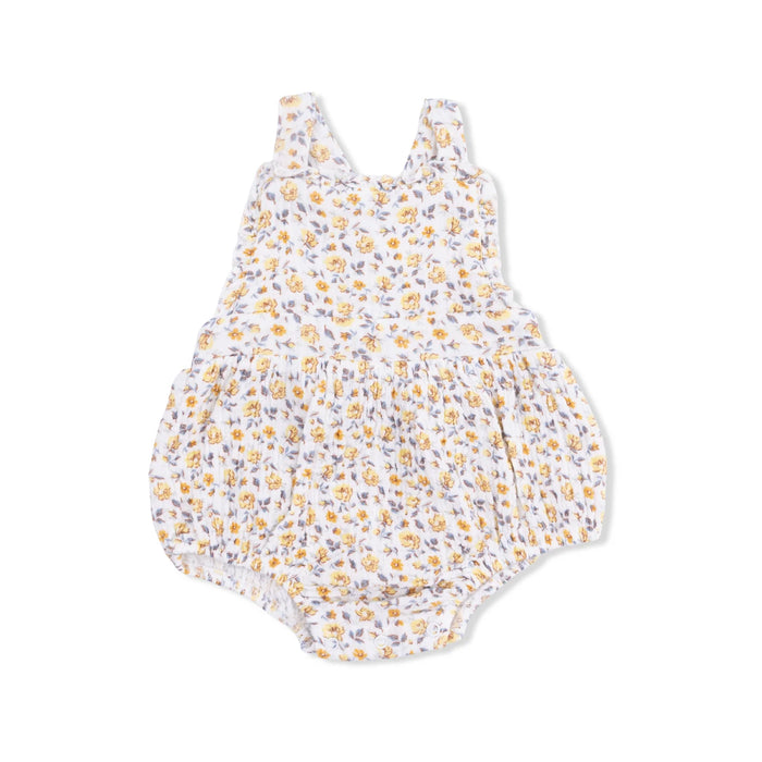 Yellow Country Roses Ruffle Bubble Romper