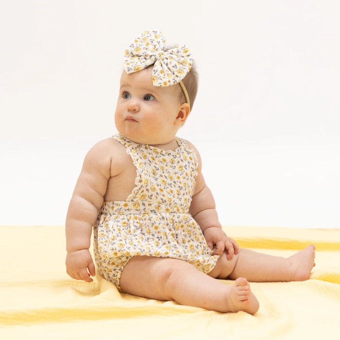 Yellow Country Roses Ruffle Bubble Romper