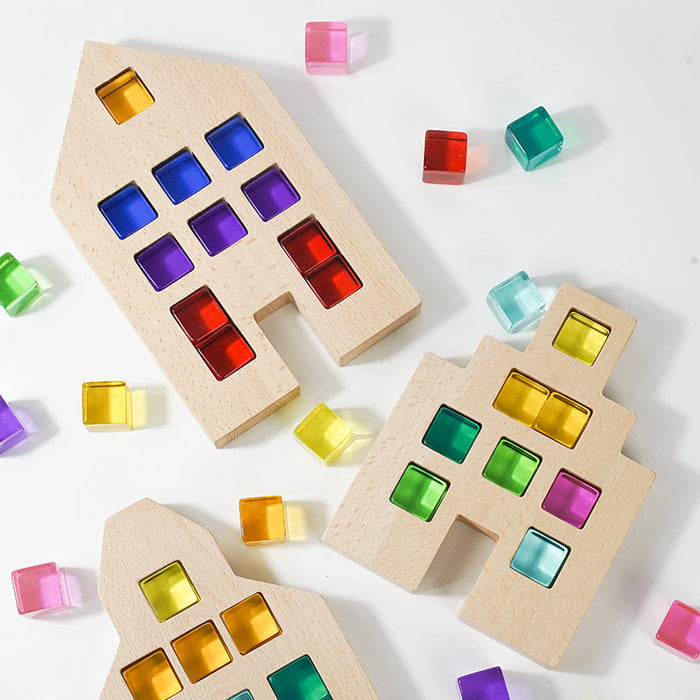 3 Pcs Wooden Window Houses — Houses Only