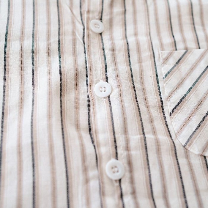 Grey Striped Button-Up
