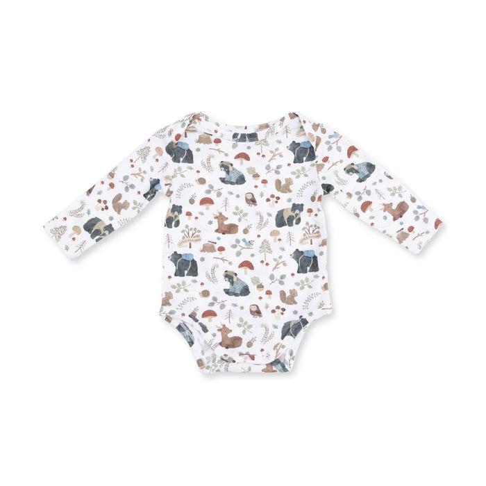 Southern Woodland Animals Green Long Sleeve Bodysuit