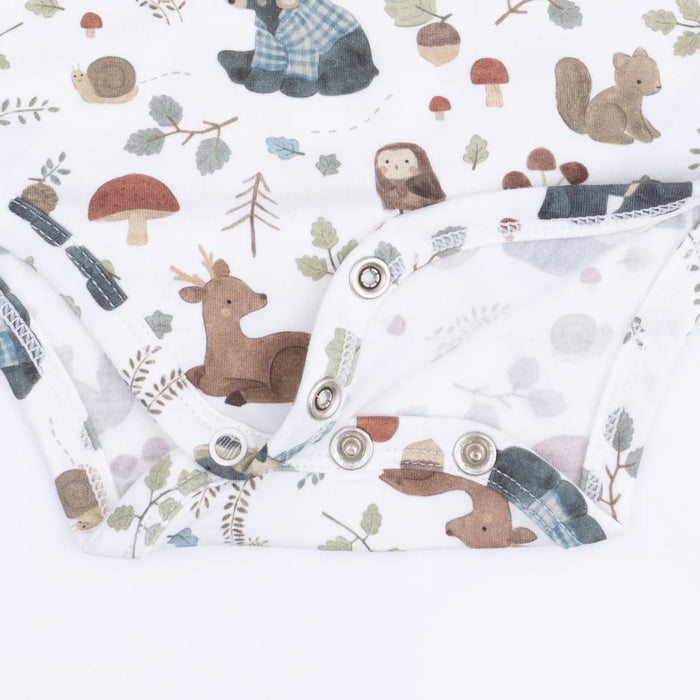Southern Woodland Animals Green Long Sleeve Bodysuit