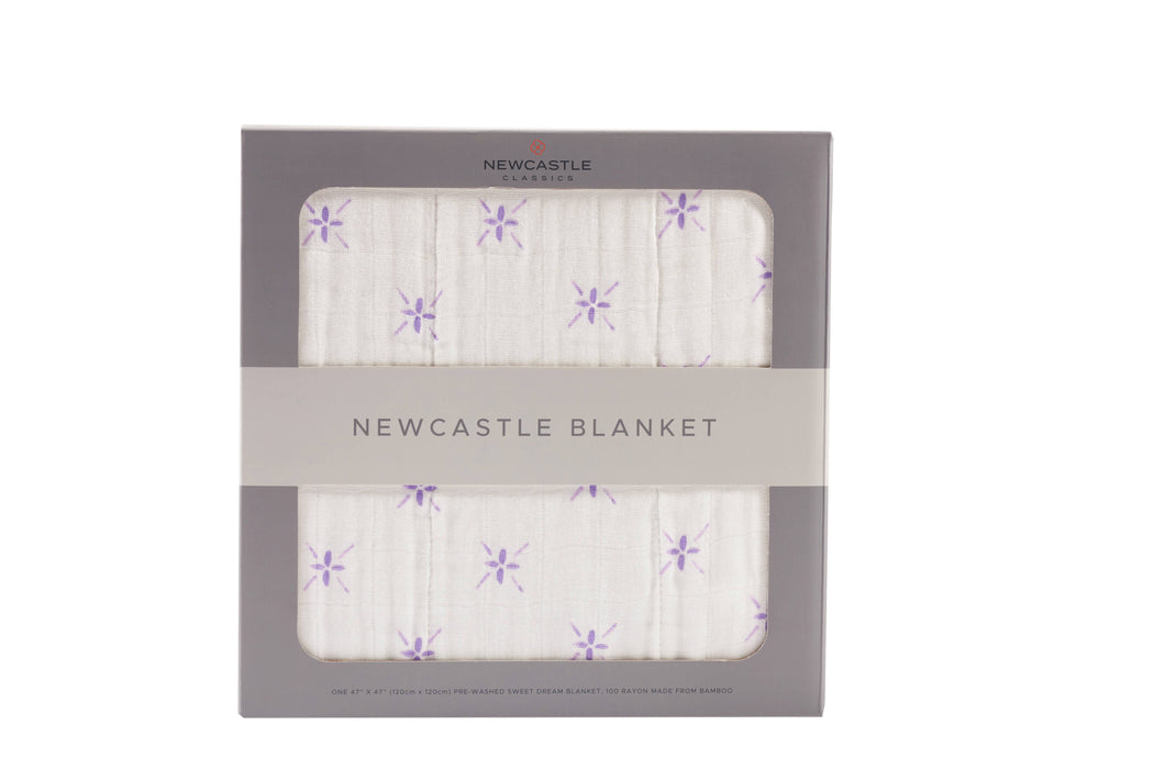 Lavender Flower and White Newcastle Blanket