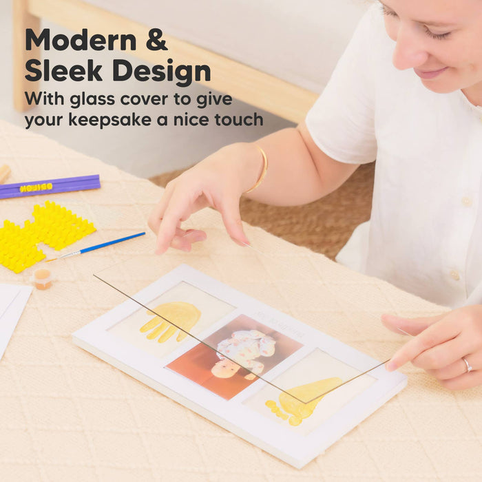 Baby Handprint, Footprint Keepsake Duo Frame: Vintage White