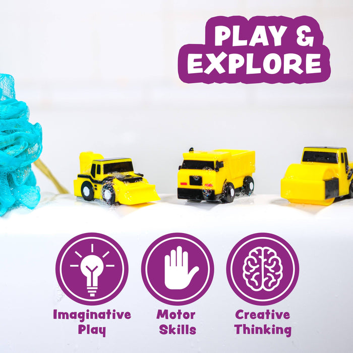 Construction Trucks Mold Free Bath Toys, 6 Pack