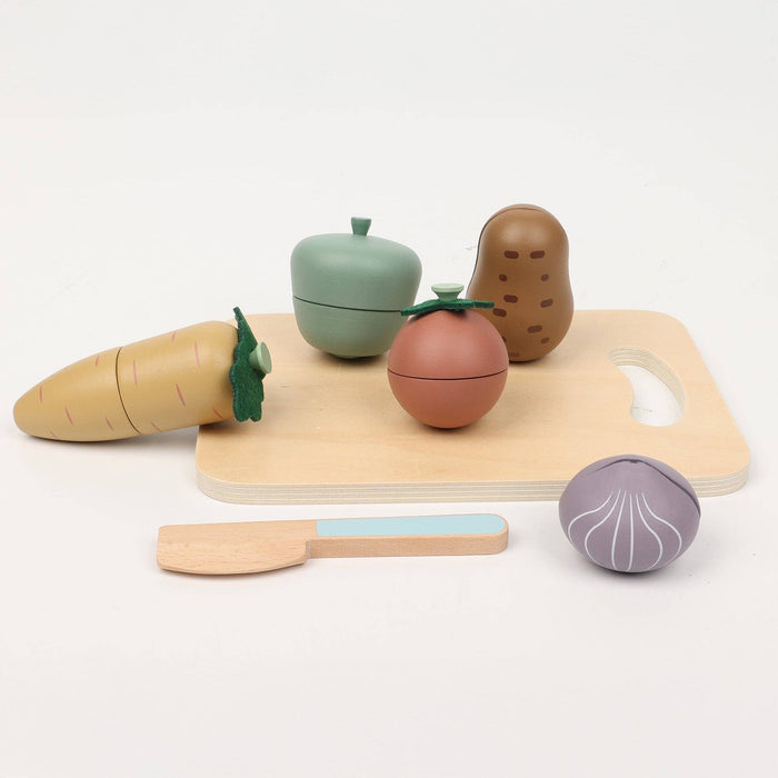 First Kitchen Play Set - Wooden Vegetable Cutting Toy Ages 2+