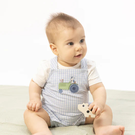 Cute Farm Animals Applique Overall Shortie Outfit
