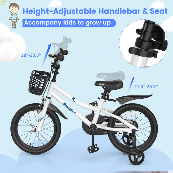 16 Inch Kids Bike with Removable Training Wheels-White