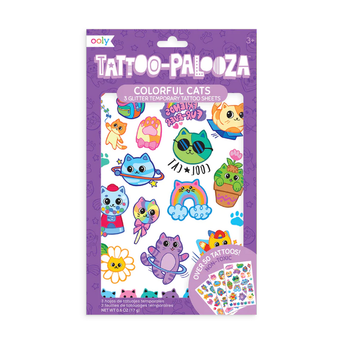 Tattoo Palooza Temporary Tattoos - Colorful Cats