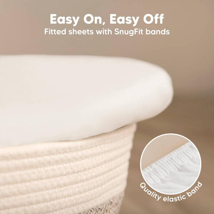 Soft White Isla Bassinet Mattress Sheets Fitted for Baby Girls, Boys - Nature Baby Outfitter