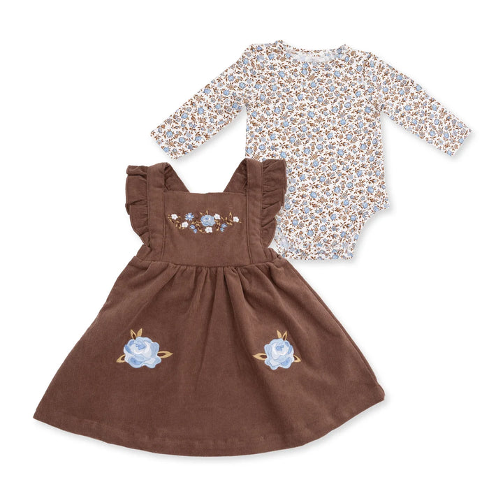 Hazel Floral Pinafore Dress & Long Sleeve Bodysuit