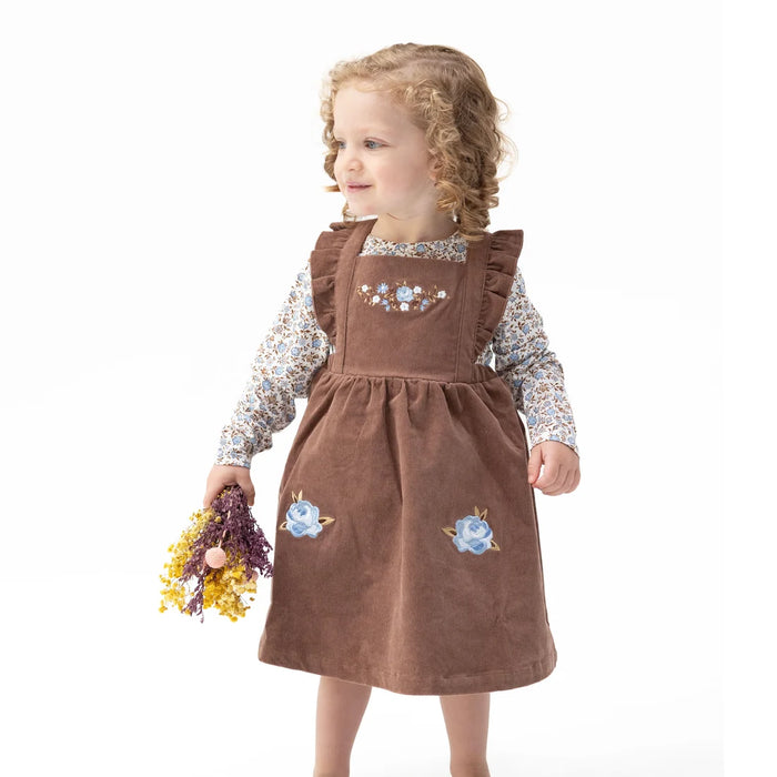 Hazel Floral Pinafore Dress & Long Sleeve Bodysuit