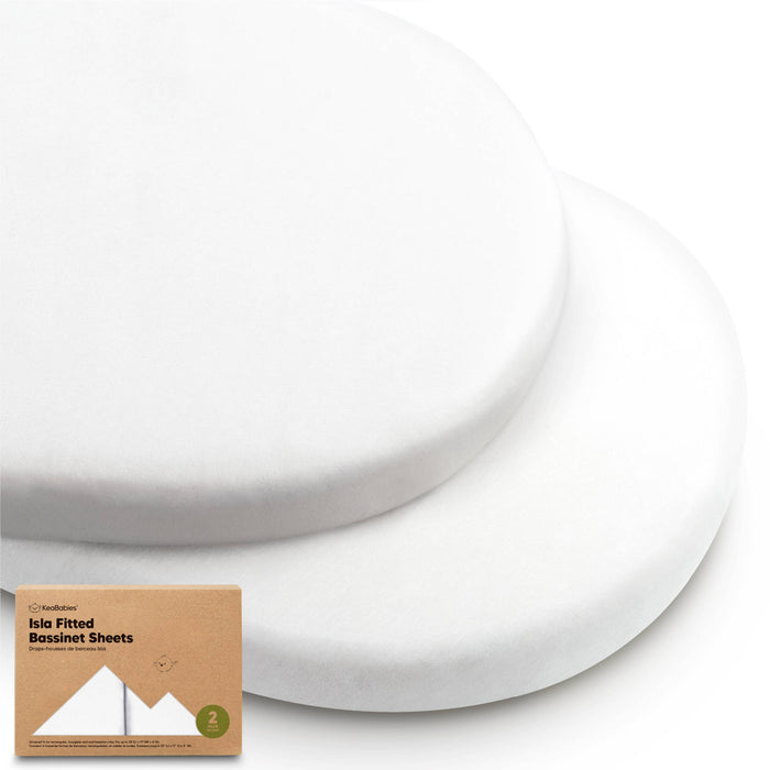 Soft White Isla Bassinet Mattress Sheets Fitted for Baby Girls, Boys - Nature Baby Outfitter