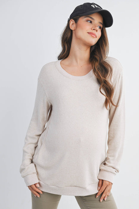 V-Neck Double Layer Maternity Nursing Pullover Top
