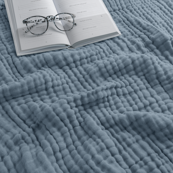 Adult Muslin Blanket in Pacific Blue