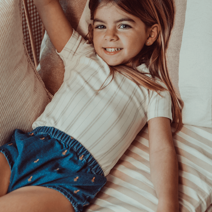 The Denim Short - Mist Stripe