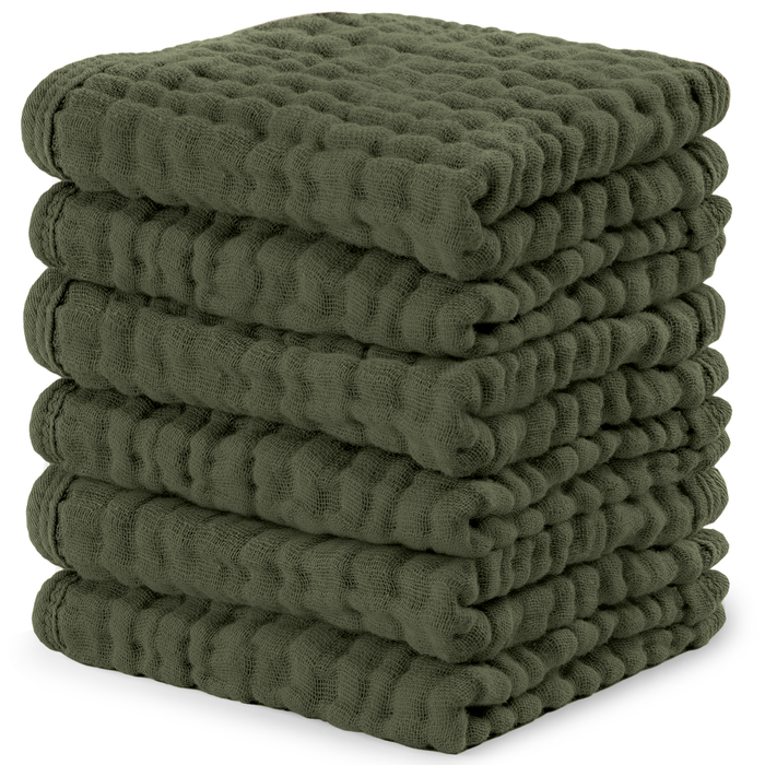 Muslin Washcloths in Kelp