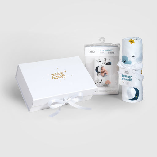 Crib Sheet & Swaddle Baby Gift Set - Moon's Birthday - Nature Baby Outfitter