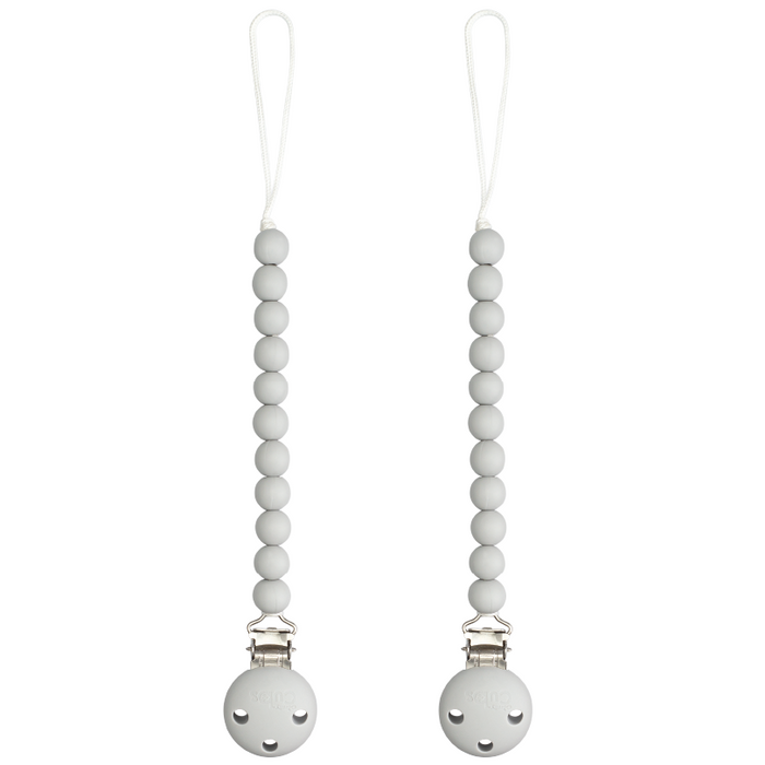 Pacifier Clips in Grey, 2 Pack