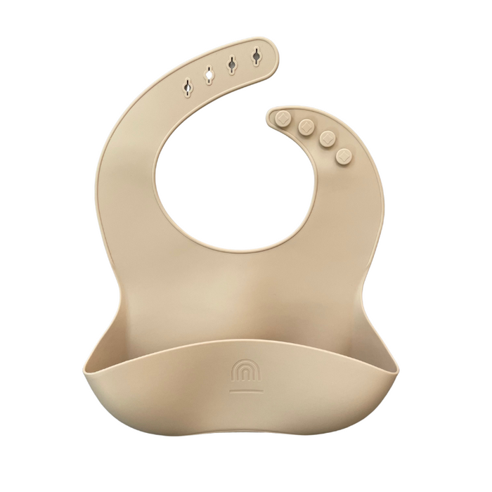 Classic Silicone Bucket Bib · Easy-to-clean · Tan Color