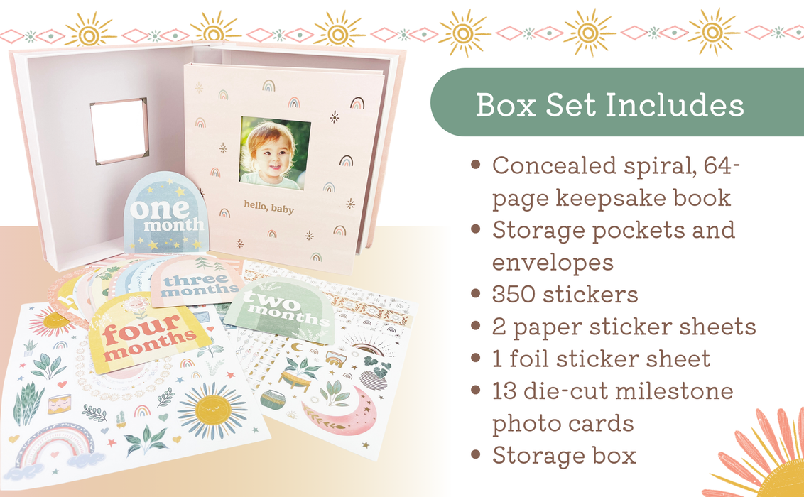 Hello, Baby - Boho-lnspired Keepsake Milestone Book Ages 0-3