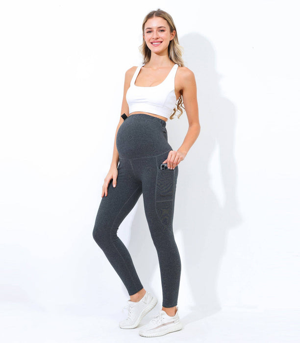 Black Pregnancy Yoga Pants with Pockets Maternity Tights