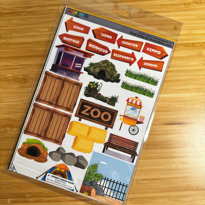 Zoo: Reusable Decals for Customizing Magnetic Tiles, Plastic Bricks, and more