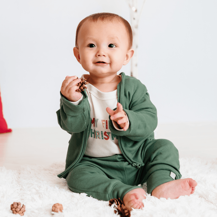 Cuffed pants organic baby| Basil green