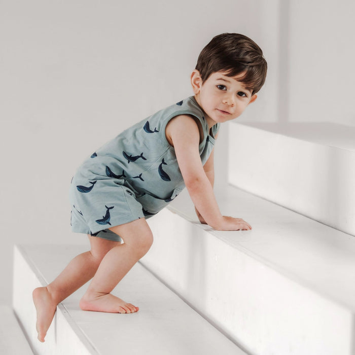 Blue Whale Tank Kangaroo Pocket Romper