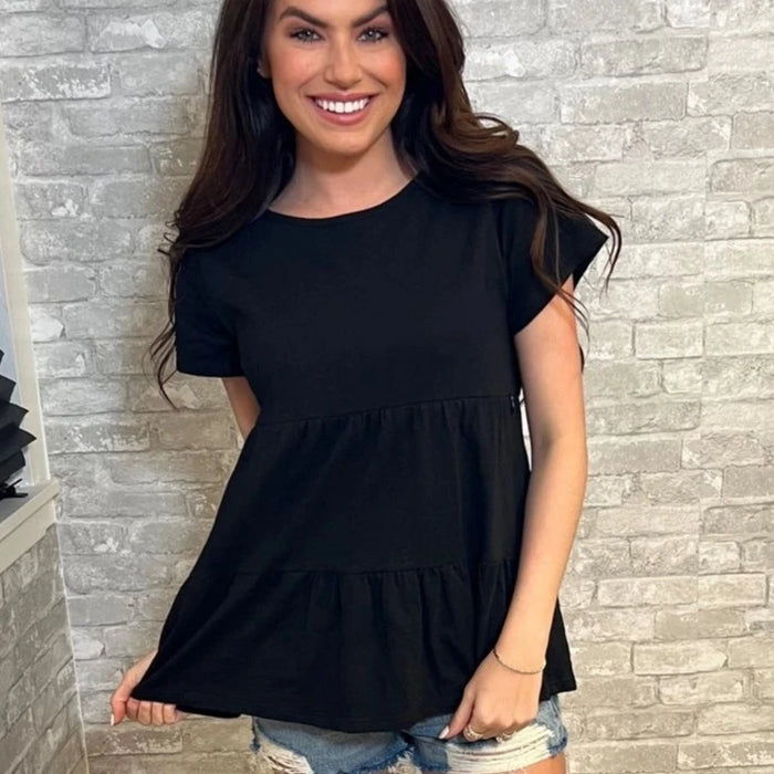 Black Ruffle Nursing Tee