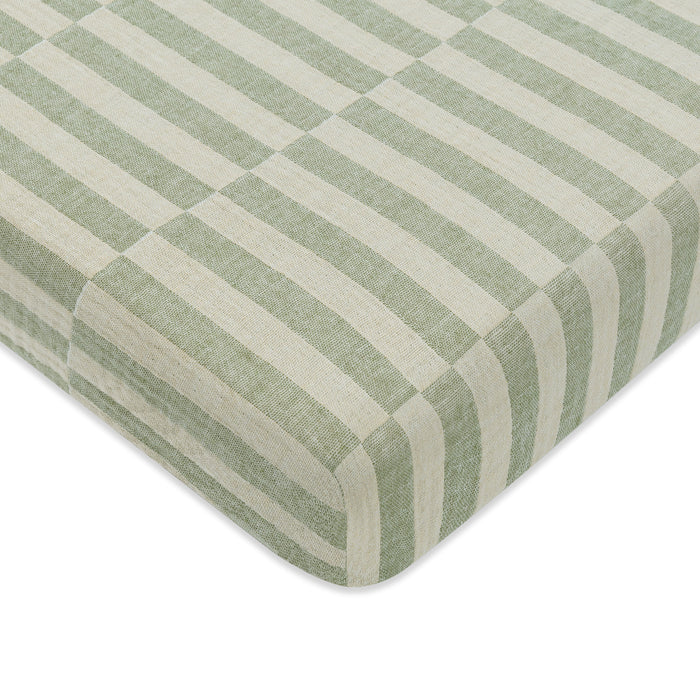 T30536,Babyletto,Moss Stripe Muslin Mini Crib Sheet in GOTS Certified Organic Cotton