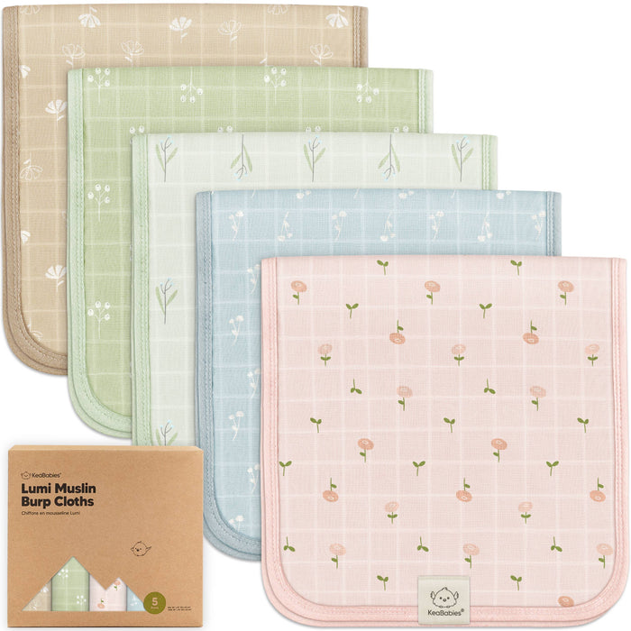 Wild Bloom 5pk Lumi Muslin Burp Cloths