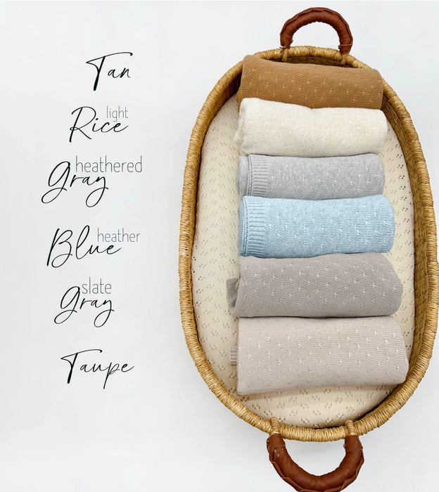 Heathered Blue Leo Knitted Blanket
