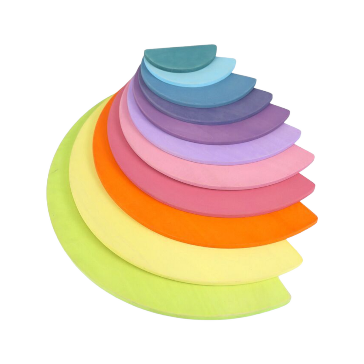 11 Pcs Large Wooden Rainbow Stacking Semi-Circles – Pastel/Macaron Col ...
