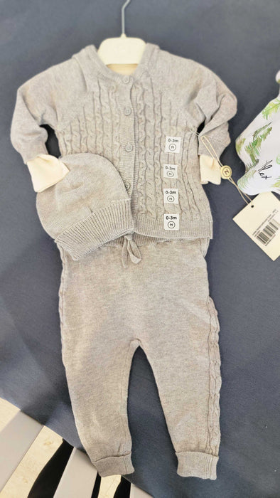 Gray Knitted 4 Piece Baby Set