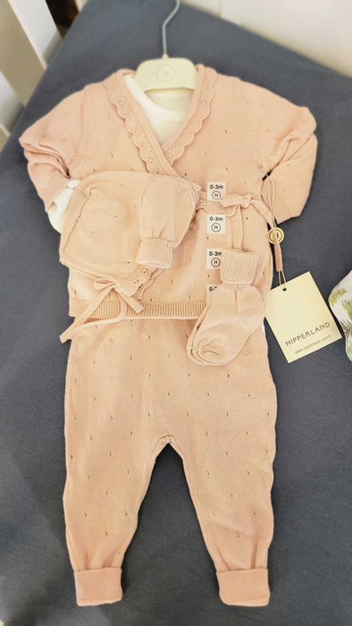 Powder Pink Knitted 6 Piece Baby Set