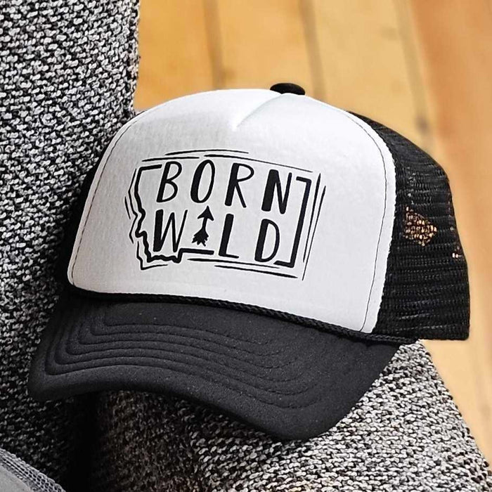 'Born Wild' Black & White Trucker Hat