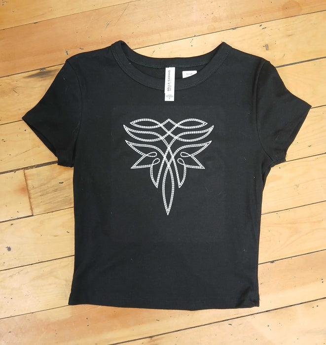 Women's Custom 'Western' Black Crop Top