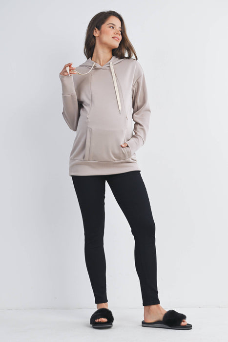 Long Sleeve Maternity Nursing Front Zipper Hoodie