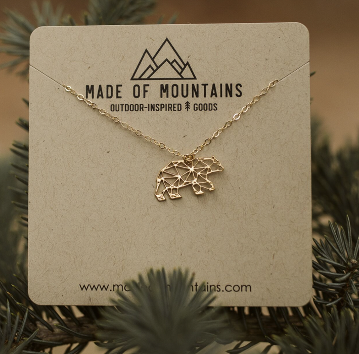 Geo Bear Necklace | Sterling Silver or Gold Filled