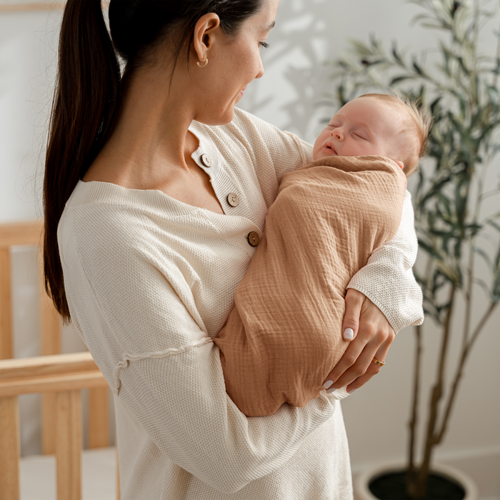 Muslin Swaddle Blankets, 42” x 42” in Sand, Cedar, Caramel, Pack of 3