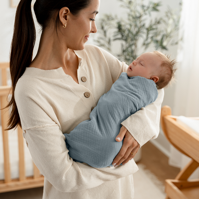 Muslin Swaddle Blankets, 42” x 42” in Neptune, Pacific Blue, Fern, Pack of 3