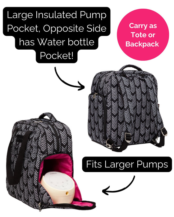 Sarah Wells Kelly Breast Pump Backpack & Tote  – Insulated Pocket, Laptop Sleeve & Easy-Clean Interior – Fits All Pumps for Moms