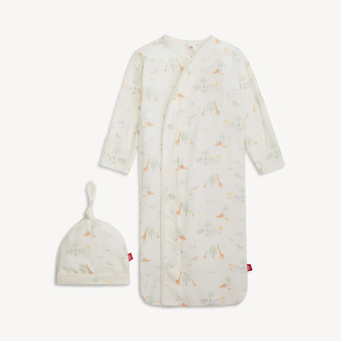 White Serene Safari Magnetic Gown & Hat Set